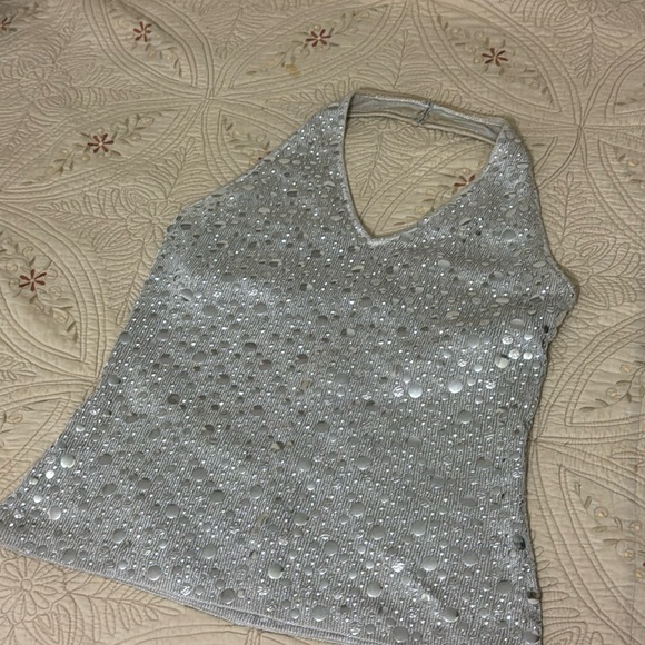 ST JOHN EVENING SILVER KNIT SZ 10 SEQUINS METALLIC PLATNIUM *Stunning & RARE* - Picture 1 of 1